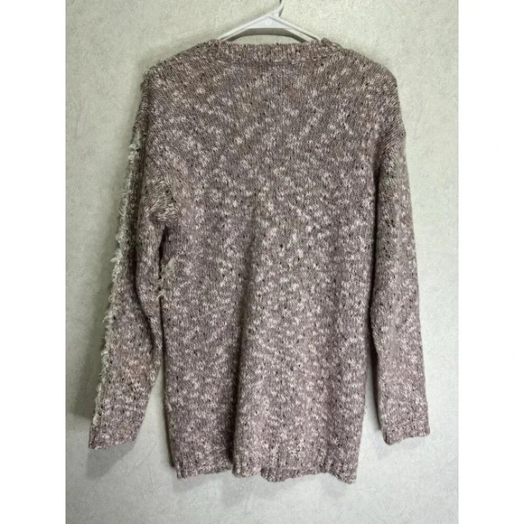 CARDUCCI Vintage Womens Pink Sweater Cardigan Mohair Blend Vneck Fringe SMALL - Picture 3 of 8